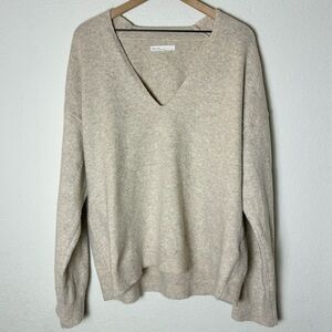 Oak + Fort Relaxed Fit Sweater With Wool Medium Dropped Shoulder Oversized